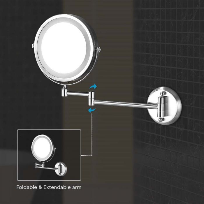 LED MIRROR LIGHT WALL MOUNTED NICKEL 3W WITH 4*AAA BATTERY CW 30lm IP44