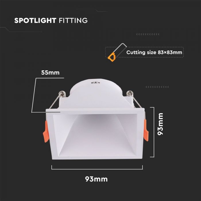 LED BRACKET GU10 SQUARE WHITE PC 93X93X55 (83)