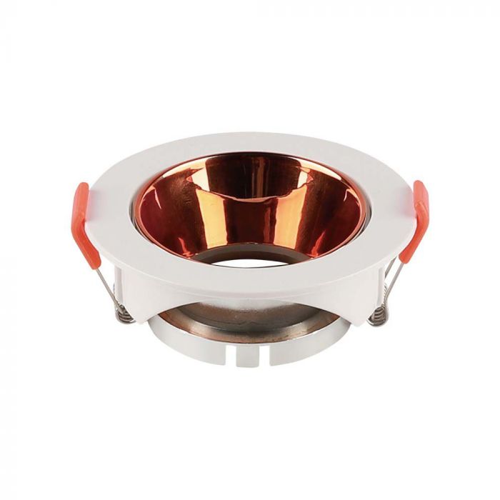 LED BRACKET GU10 ROUND WHITE + ROSE GOLD REFLECTOR PC 85X40 (72)