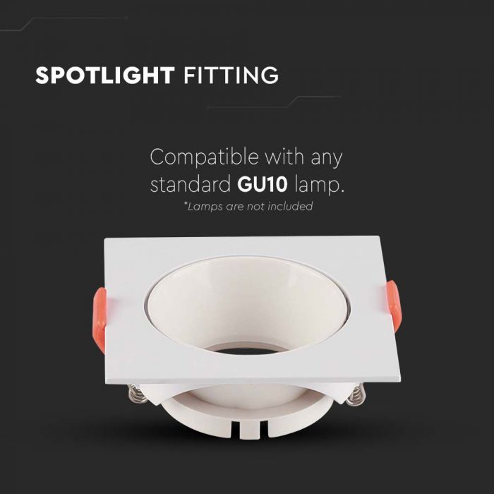 LED BRACKET GU10 SQUARE WHITE + WHITE REFLECTOR PC 85X85X40 (72)