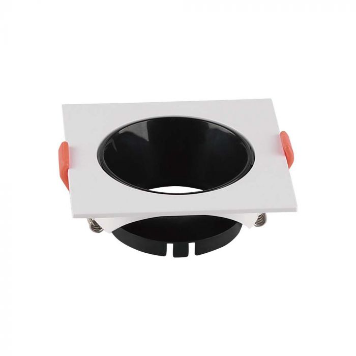 LED BRACKET GU10 SQUARE WHITE + BLACK REFLECTOR PC 85X85X40 (72)