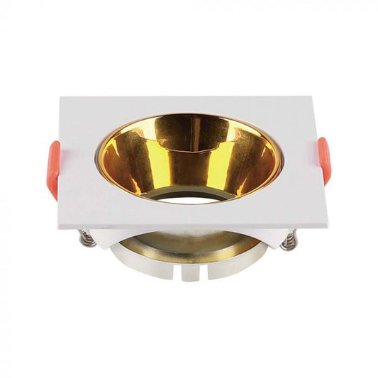 LED BRACKET GU10 SQUARE WHITE + GOLD REFLECTOR PC 85X85X40 (72)