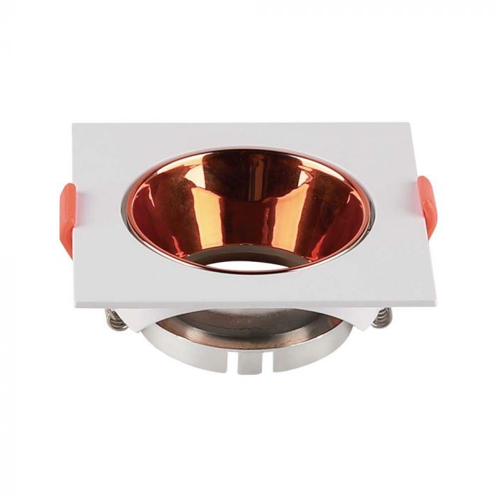 LED BRACKET GU10 SQUARE WHITE + ROSE GOLD REFLECTOR PC 85X85X40 (72)