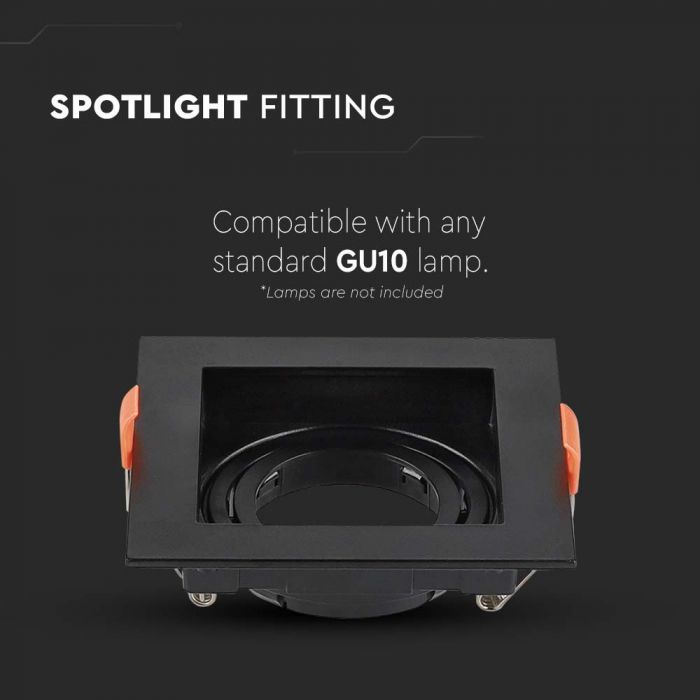 LED BRACKET GU10 SQUARE BLACK PC 102X102X42 (95X95) MOV