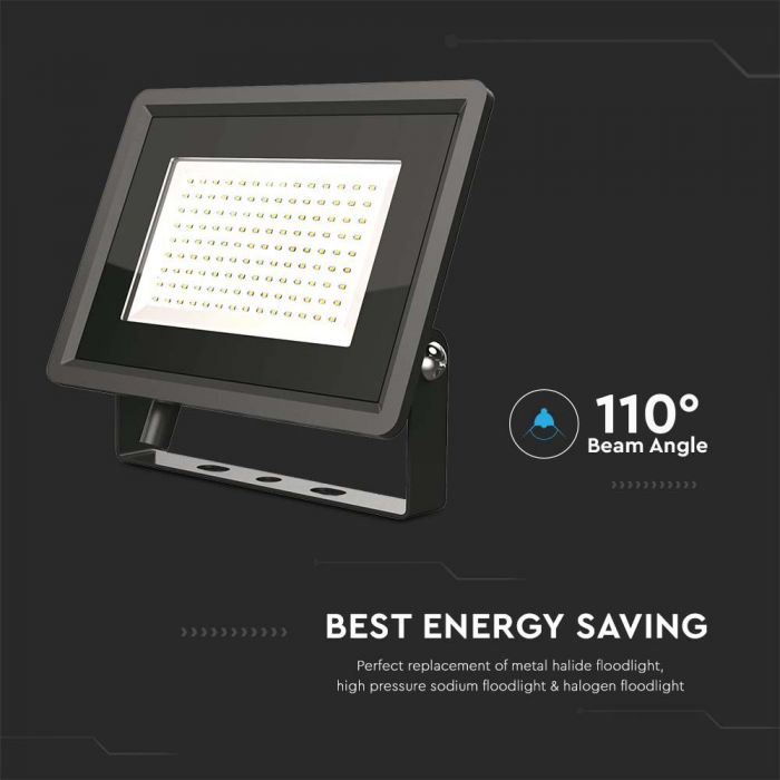 LED FLOOD SMD SLIM 100W DL 110° 8700lm IP65 BLACK