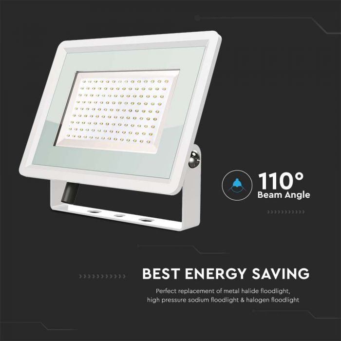 LED FLOOD SMD SLIM 100W CW 110° 8700lm IP65 WHITE