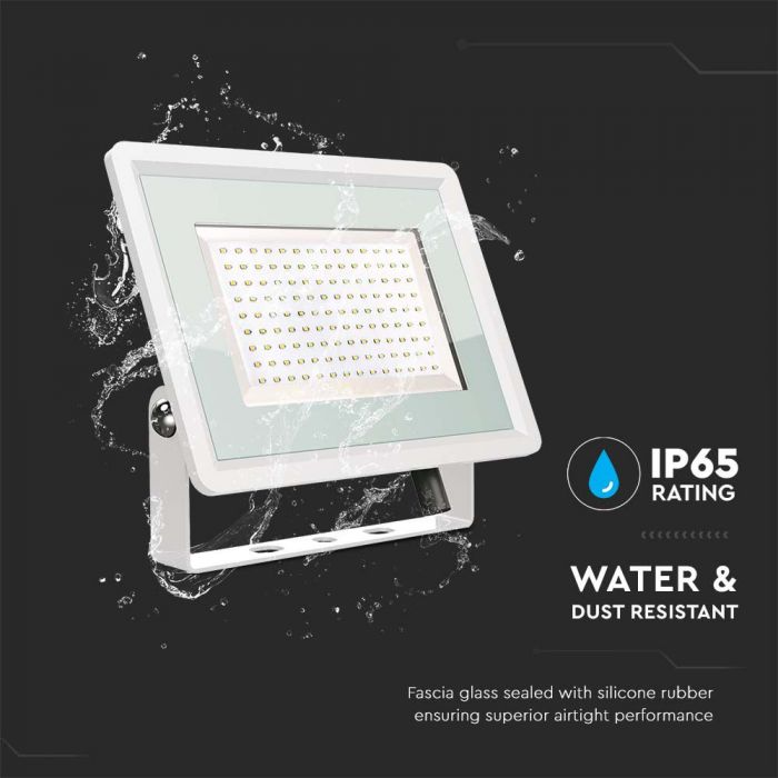 LED FLOOD SMD SLIM 100W CW 110° 8700lm IP65 WHITE