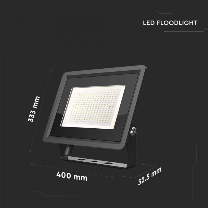 LED FLOOD SLIM 200W CW 100° 17600lm 400x33 x333mm IP65 BLACK