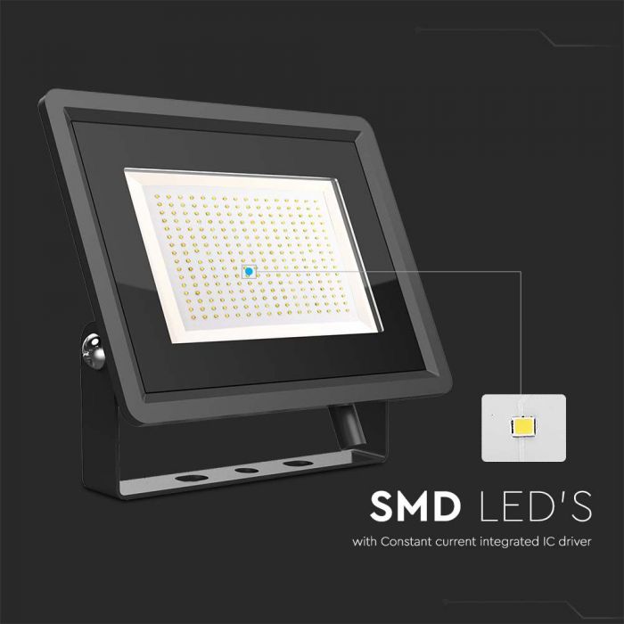 LED FLOOD SLIM 200W CW 100° 17600lm 400x33 x333mm IP65 BLACK