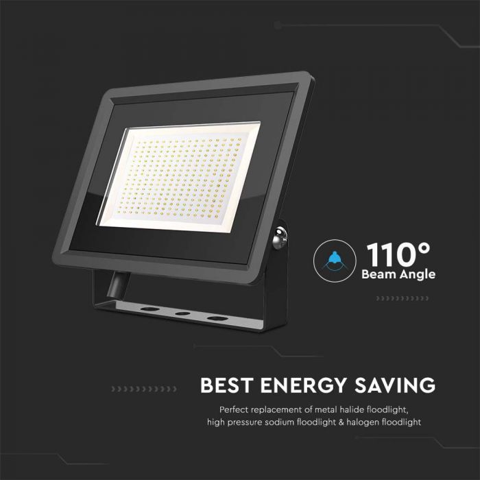 LED FLOOD SLIM 200W CW 100° 17600lm 400x33 x333mm IP65 BLACK