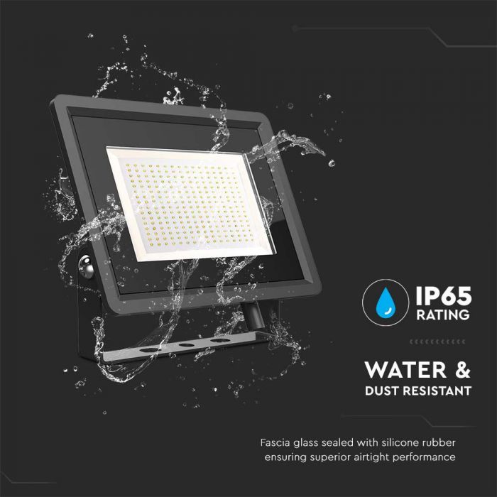 LED FLOOD SLIM 200W CW 100° 17600lm 400x33 x333mm IP65 BLACK