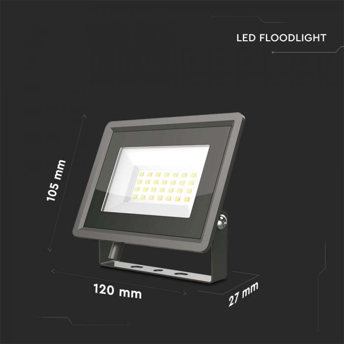 LED FLOOD SMD  SLIM 20W CW 110° 1650lm IP65 BLACK