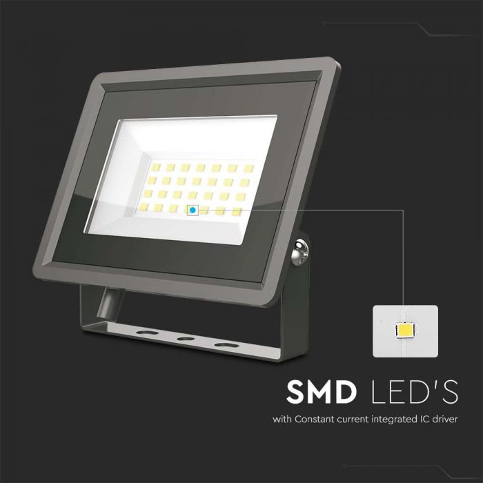 LED FLOOD SMD  SLIM 20W CW 110° 1650lm IP65 BLACK