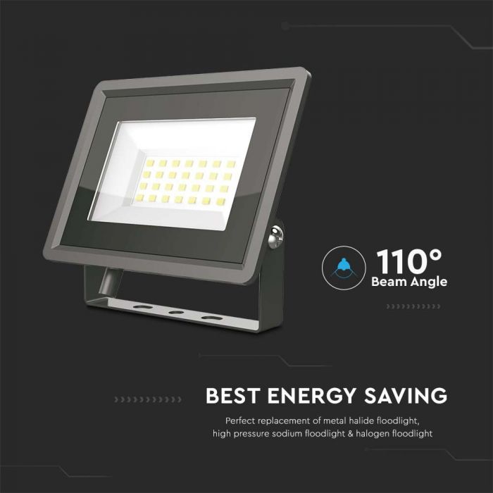 LED FLOOD SMD  SLIM 20W CW 110° 1650lm IP65 BLACK