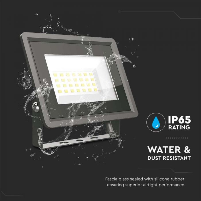 LED FLOOD SMD  SLIM 20W CW 110° 1650lm IP65 BLACK