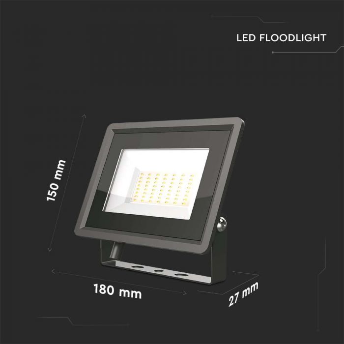 LED FLOOD SLIM 50W DL 110° 4300lm 180x27x150mm IP65 BLACK