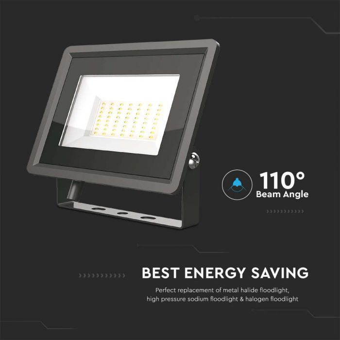 LED FLOOD SLIM 50W DL 110° 4300lm 180x27x150mm IP65 BLACK