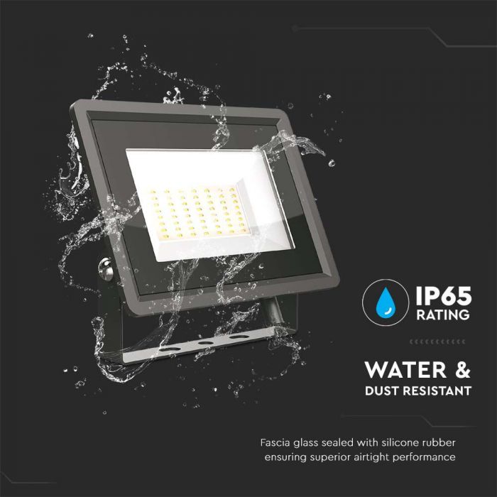 LED FLOOD SLIM 50W DL 110° 4300lm 180x27x150mm IP65 BLACK