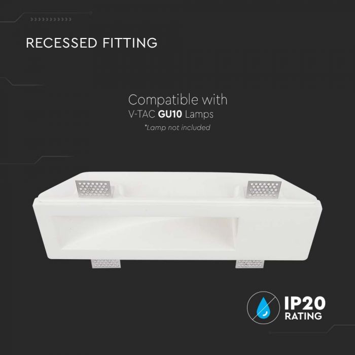 LED BRACKET GU10 SQUARE DOWN WHITE 100x350x75 (355x105) GYPSUM