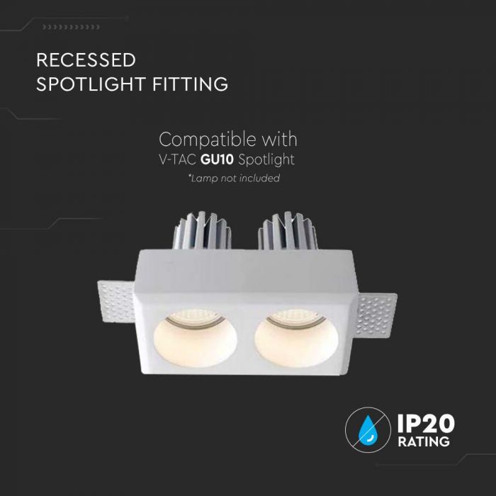 LED BRACKET 2XGU10 ROUND WHITE 150x80x50 (155x85) GYPSUM