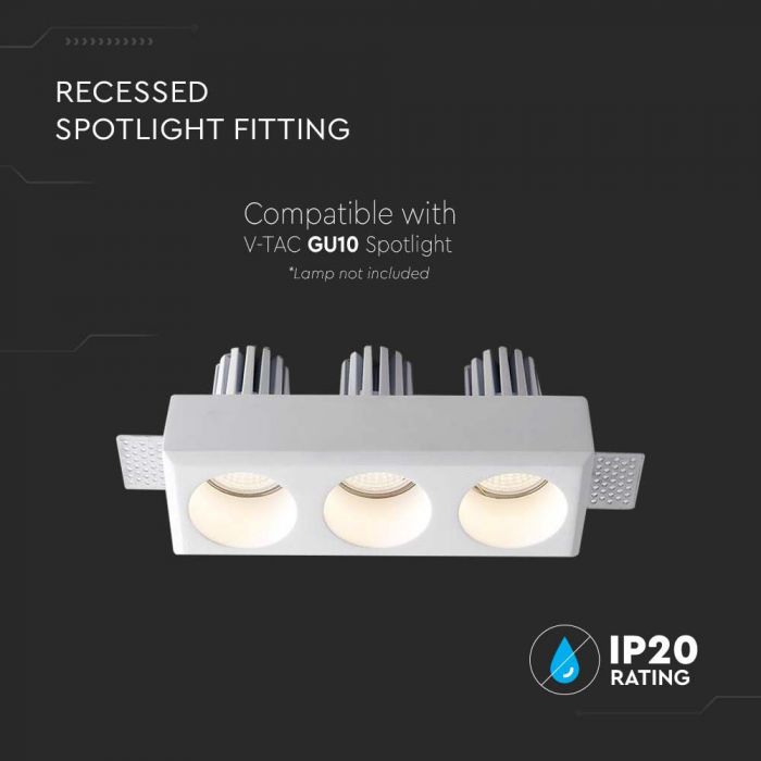 LED BRACKET 3XGU10 ROUND WHITE 220x80x50 (225x85) GYPSUM