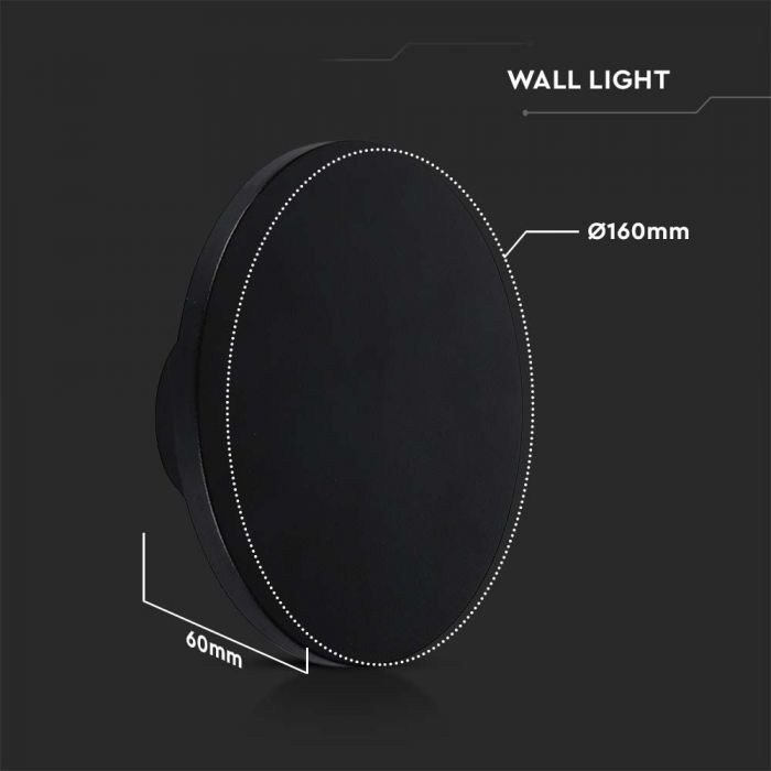 LED WALL/CEILING  BACKLIGHT 12W 1200lm WW 105° 160x60 IP65 BLACK