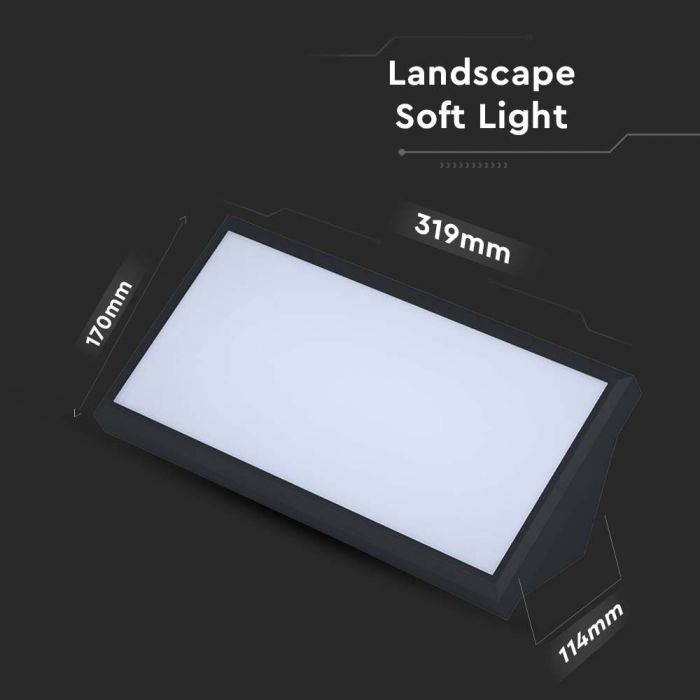 LED OUTDOOR WALL LIGHT BLACK 20W WW 2045lm 90° 319x114x170mm IP65