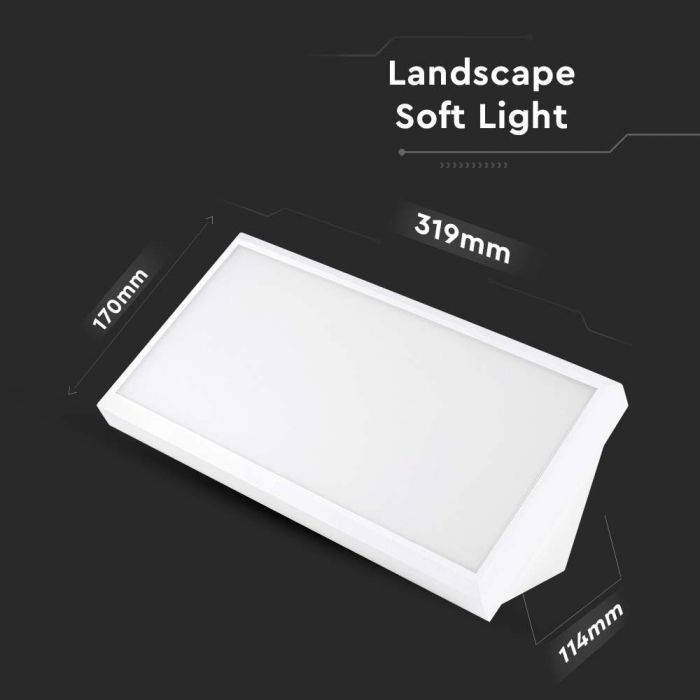 LED OUTDOOR WALL LIGHT WHITE 20W CW 2045lm 90° 319x114x170mm IP65