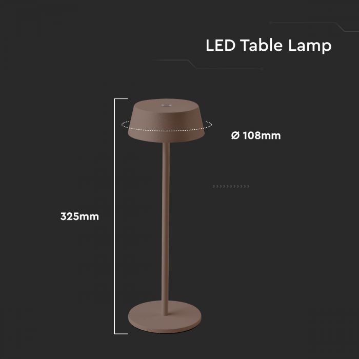 LED TABLE LAMP 4400mAh BATTERY 2W WW 200lm 108x325mm  CORTEN TOUCH DIMMING IP54