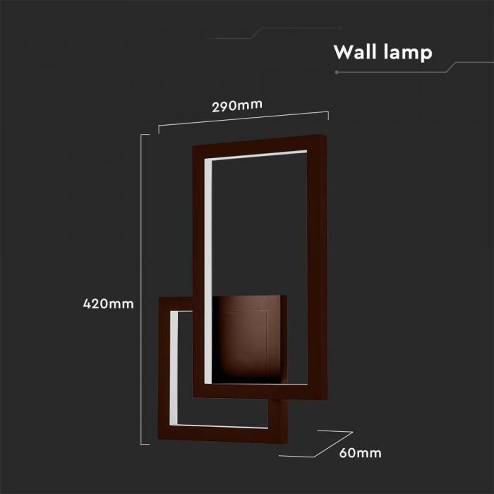 LED WALL LIGHT 20W WW 2400lm 360° 420X60X290 CORTEN IP65