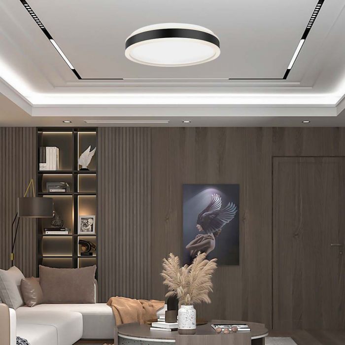 LED DESIGNER CEILING LIGHT 38W DL 4050lm  BLACK  ROUND 400x62mm