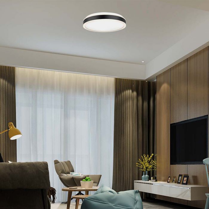 LED DESIGNER CEILING LIGHT 38W DL 4050lm  BLACK  ROUND 400x62mm