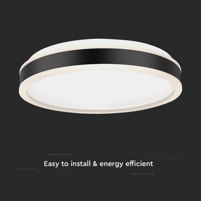 LED DESIGNER CEILING LIGHT 38W DL 4050lm  BLACK  ROUND 400x62mm