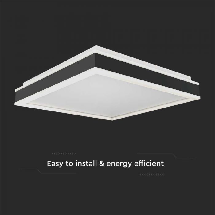 LED DESIGNER CEILING LIGHT 38W DL 4000lm TRIAC DIMMABLE BLACK SQ 400x400x62mm