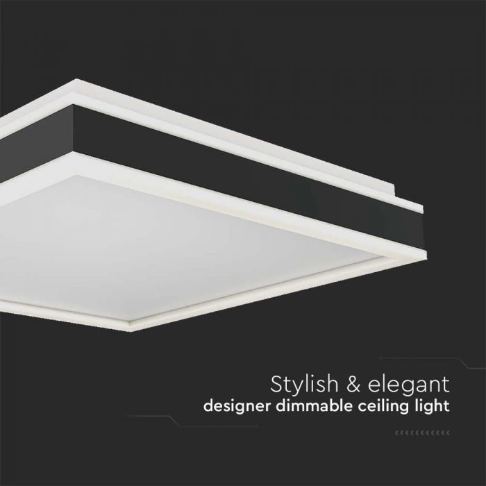 LED DESIGNER CEILING LIGHT 38W DL 4000lm TRIAC DIMMABLE BLACK SQ 400x400x62mm