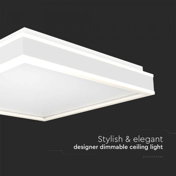 LED DESIGNER CEILING LIGHT 38W DL 4000lm TRIAC DIMMABLE WHITE SQ 400x400x62mm