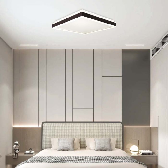 LED DESIGNER CEILING LIGHT 48W DL 4480lm TRIAC DIMMABLE BLACK SQ 500x500x62mm