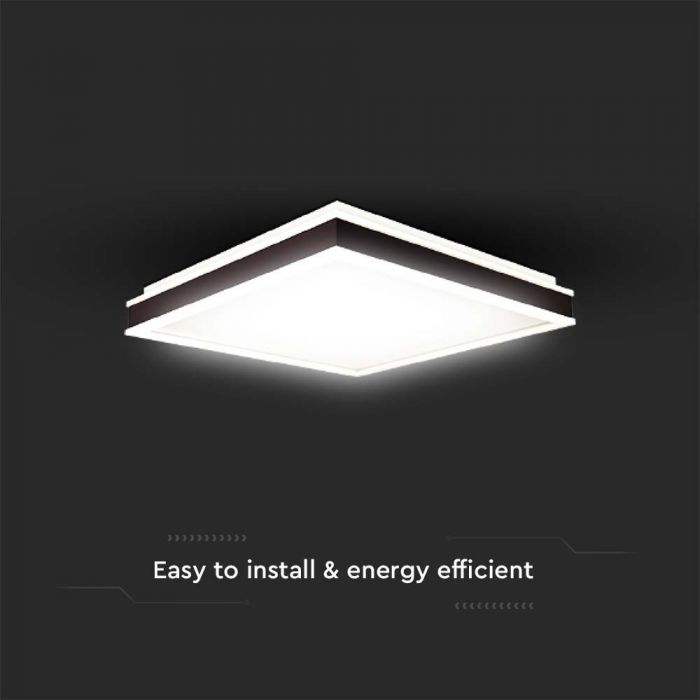 LED DESIGNER CEILING LIGHT 48W DL 4480lm TRIAC DIMMABLE BLACK SQ 500x500x62mm