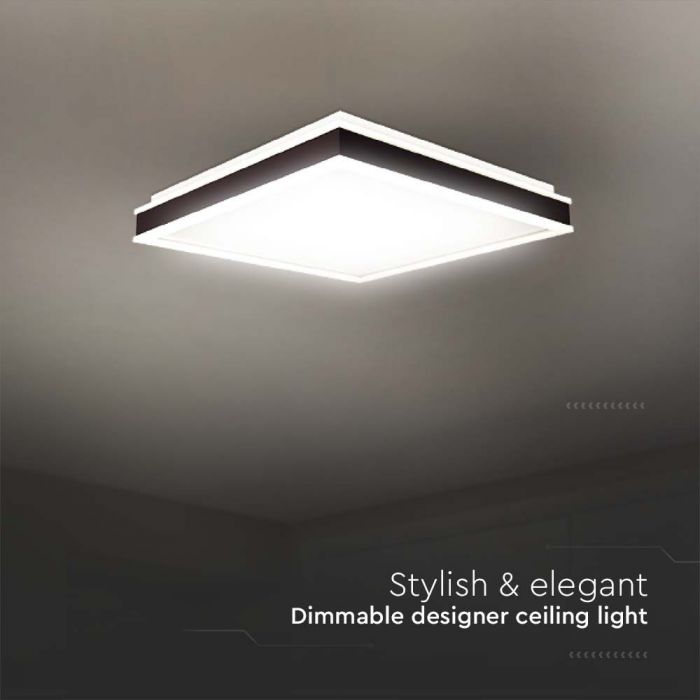 LED DESIGNER CEILING LIGHT 48W DL 4480lm TRIAC DIMMABLE BLACK SQ 500x500x62mm