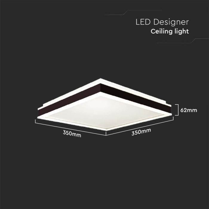 LED DESIGNER CEILING LIGHT 18W DL 1290lm  BLACK SQ 350x350x62mm