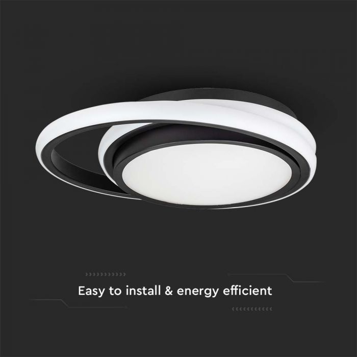 LED DESIGNER CEILING LIGHT DOUBLE ROUND 24W DL 2560lm 300x50mm BLACK