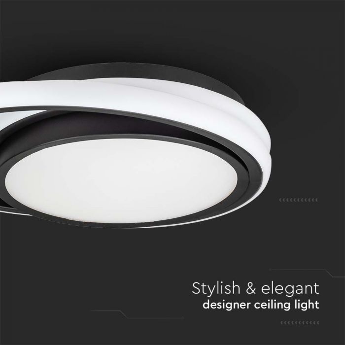 LED DESIGNER CEILING LIGHT DOUBLE ROUND 24W DL 2560lm 300x50mm BLACK