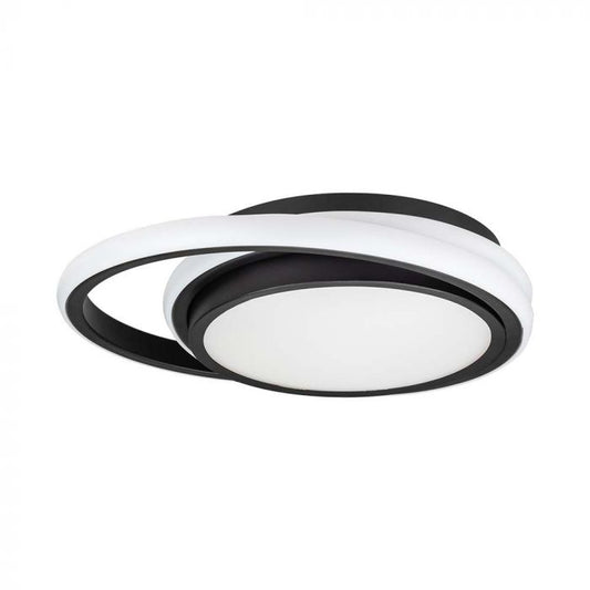 LED DESIGNER CEILING LIGHT DOUBLE ROUND 24W DL 2560lm 300x50mm BLACK