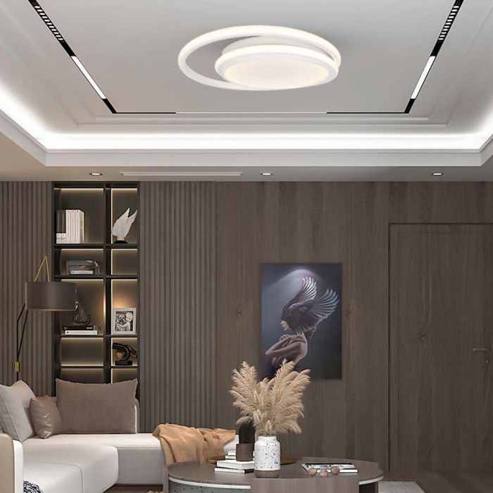 LED DESIGNER CEILING LIGHT DOUBLE ROUND 24W DL 2560lm 300x50mm WHITE