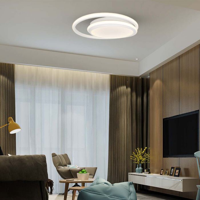 LED DESIGNER CEILING LIGHT DOUBLE ROUND 24W DL 2560lm 300x50mm WHITE