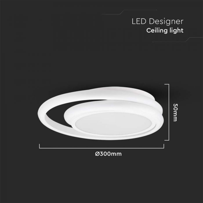 LED DESIGNER CEILING LIGHT DOUBLE ROUND 24W DL 2560lm 300x50mm WHITE