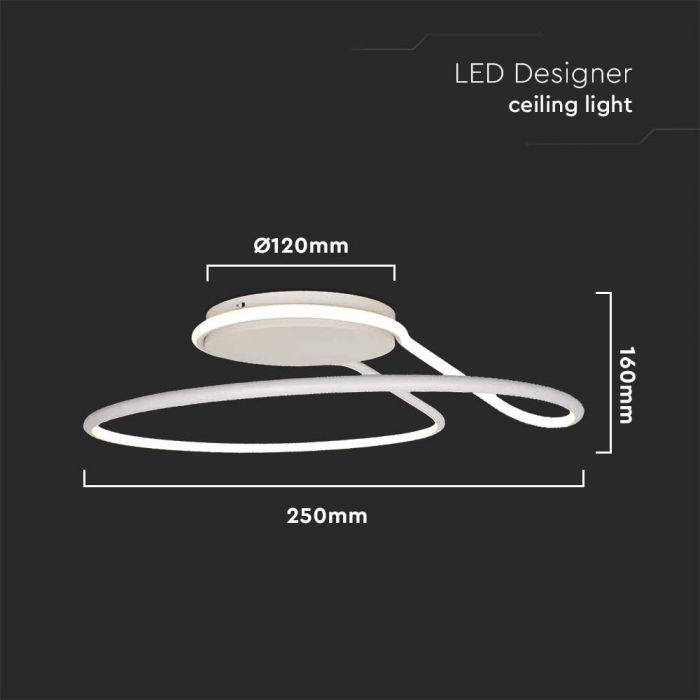 LED DESIGNER CEILING LIGHT 24W DL 2560lm 250x160mm WHITE