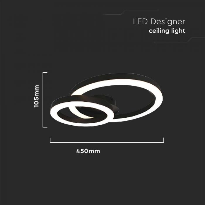 LED DESIGNER CEILING LIGHT 20W WW 2130lm 450x300x105mm BLACK