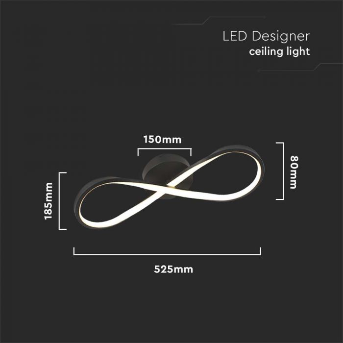 LED DESIGNER LIGHT INFINITY 24W WW 2560lm 525x185x80mm BLACK