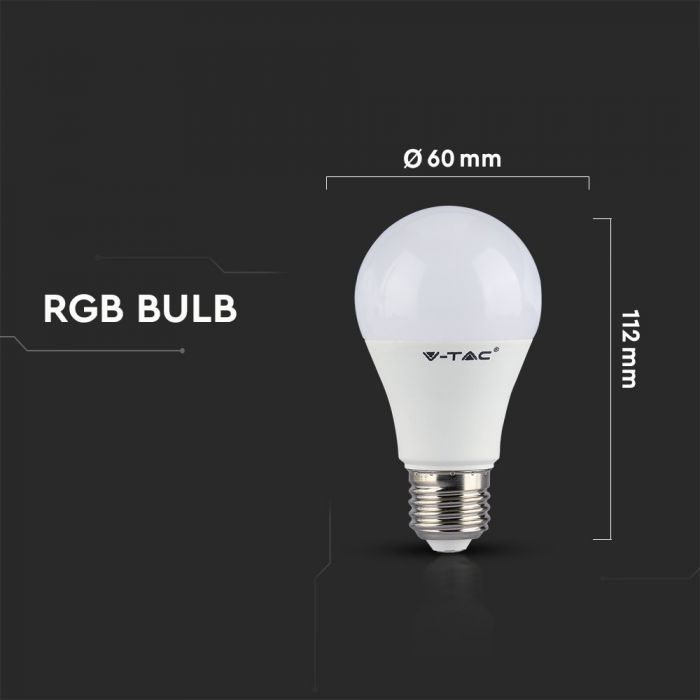 LED RGB E27 A60 LAMP 7W WW 470lm 200° WITH REMOTE CONTROL